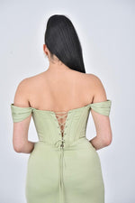 Load image into Gallery viewer, Off Shoulder Corset Dress | Corset Maxi Dress | DOYIN LONDON
