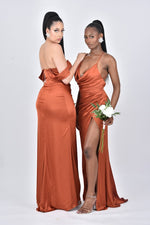Load image into Gallery viewer, Burnt Orange Prom Dress | Burnt Orange Maxi Dress | DOYIN LONDON
