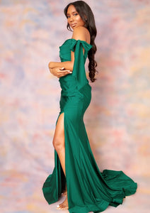 Emerald Green Split Dress | Women's Green Split Dress | DOYIN LONDON