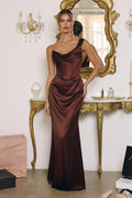 ARIA One-Shoulder Bridesmaid Dress - Chocolate Brown