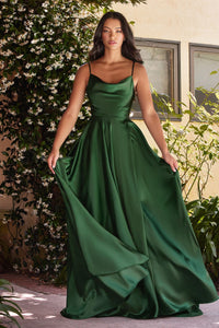SORAYA Satin Cowl Neck Bridesmaids Maxi Dress with Side Split - Emerald Green