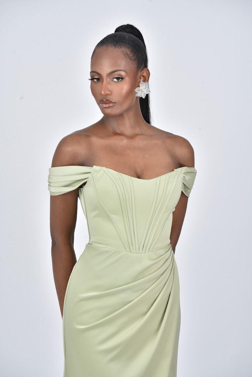 Off Shoulder Corset Dress | Corset Maxi Dress | DOYIN LONDON