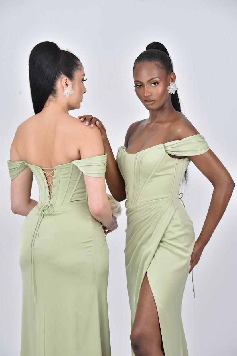 Off Shoulder Corset Dress | Corset Maxi Dress | DOYIN LONDON