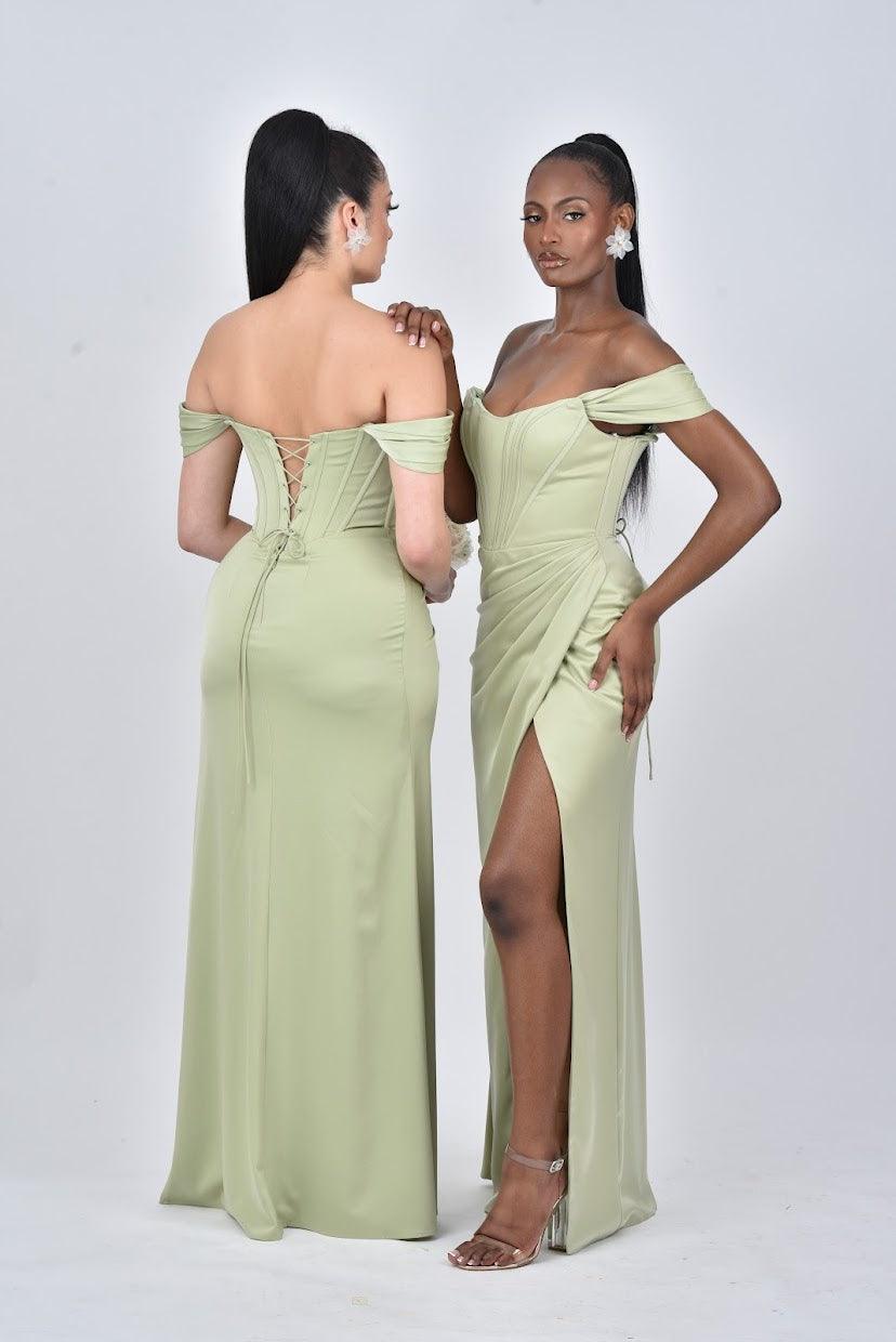 Off Shoulder Corset Dress | Corset Maxi Dress | DOYIN LONDON