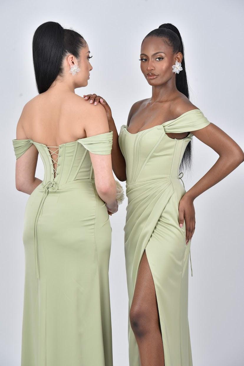 Off Shoulder Corset Dress | Corset Maxi Dress | DOYIN LONDON