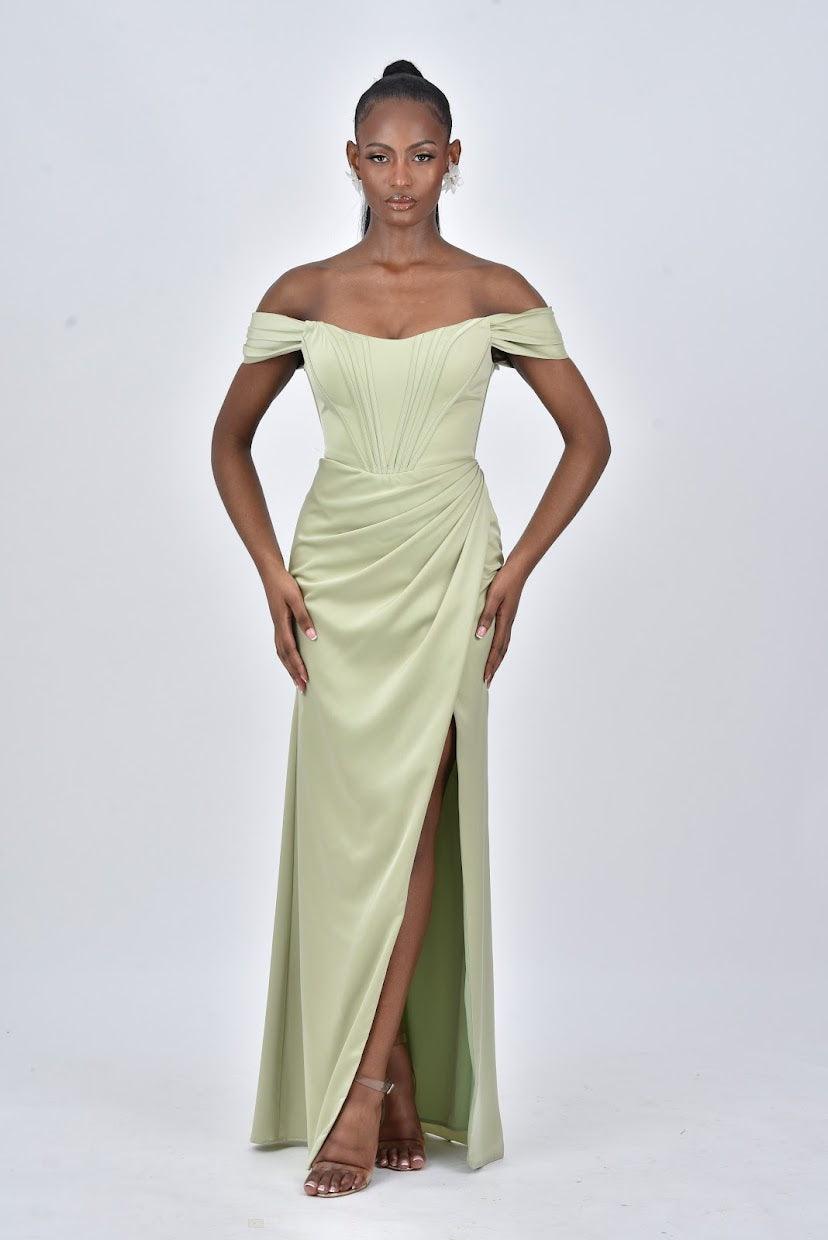 Off Shoulder Corset Dress | Corset Maxi Dress | DOYIN LONDON