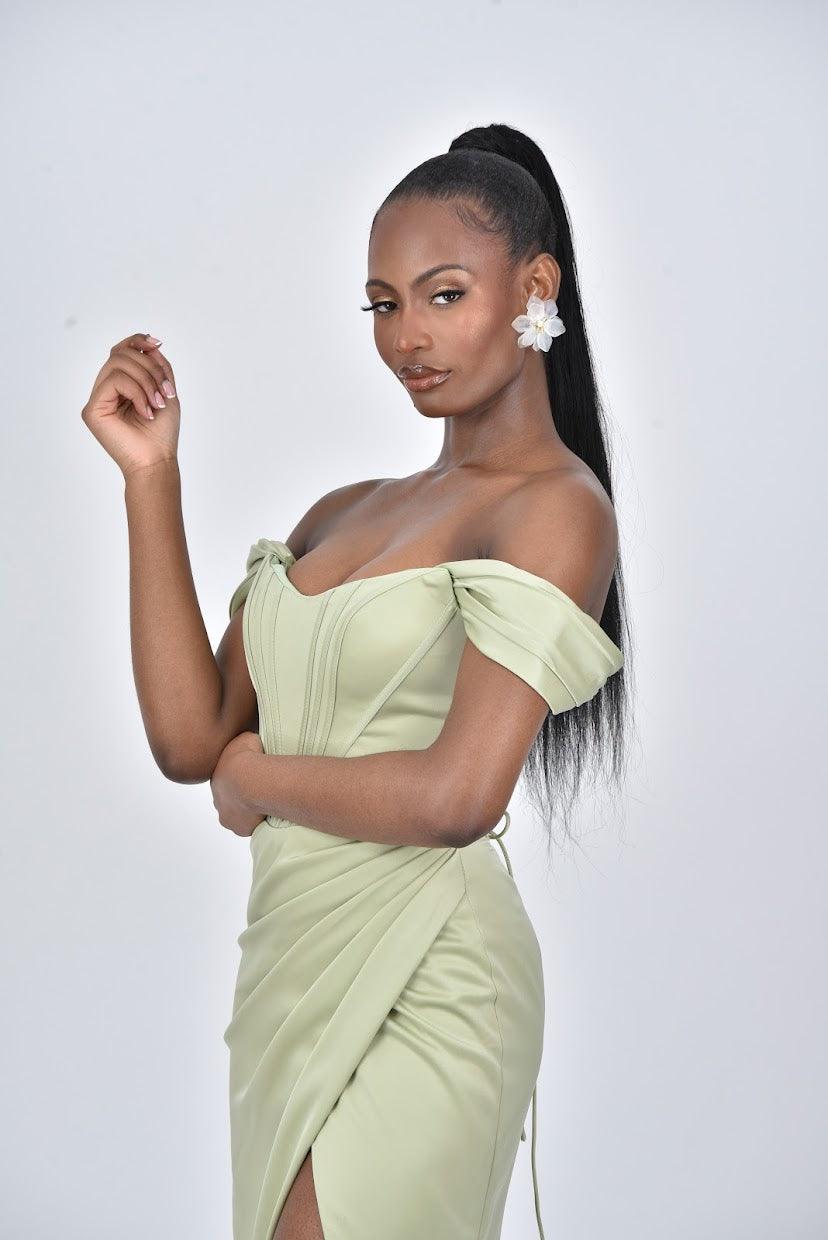 Off Shoulder Corset Dress | Corset Maxi Dress | DOYIN LONDON