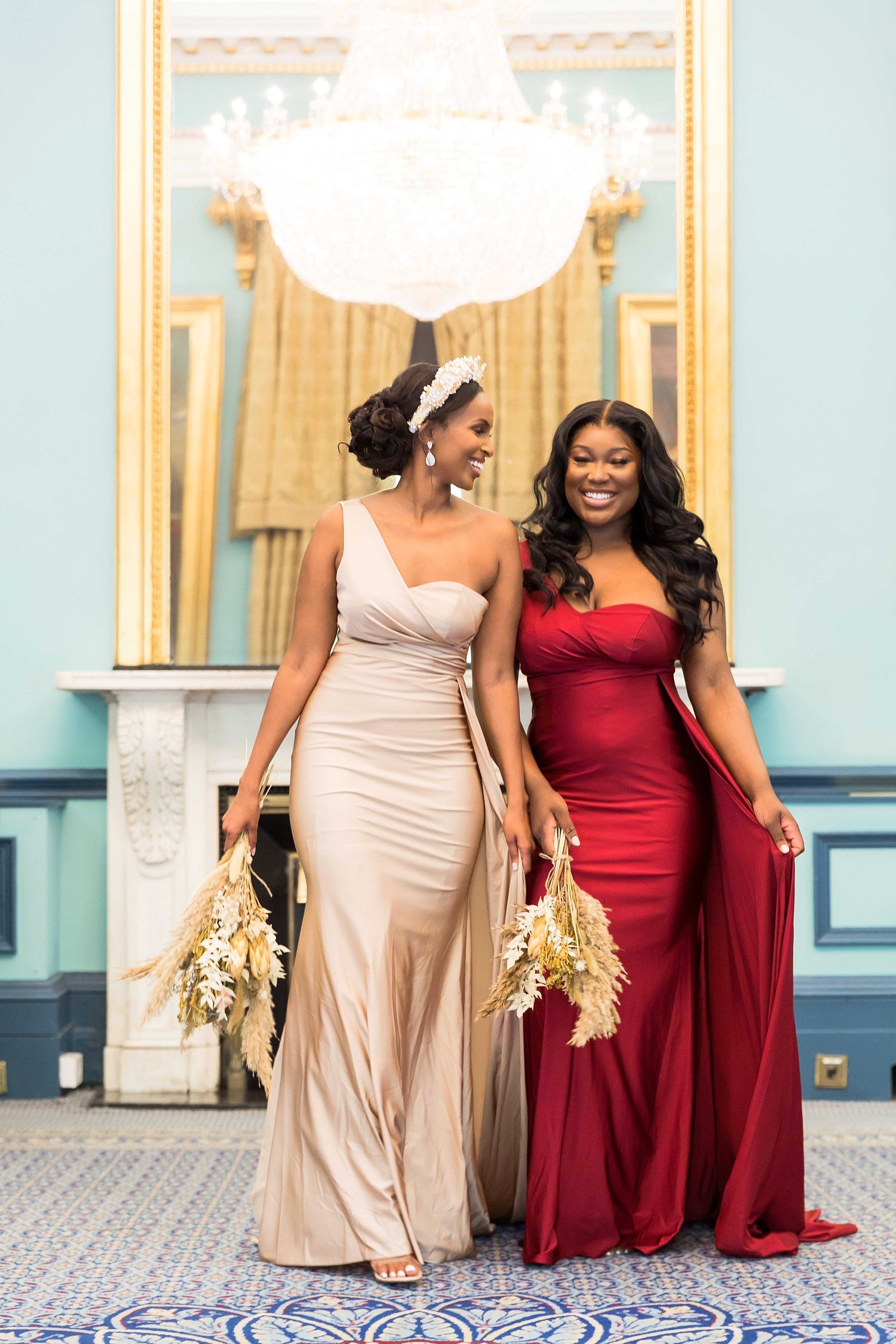 Burgundy Bridesmaids Dress | Burgundy Maxi Dress | DOYIN LONDON