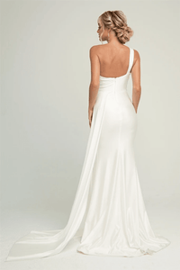 One shoulder white long dress sale