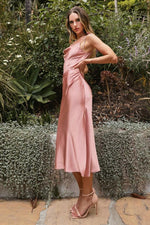 Load image into Gallery viewer, MARIA Satin Cowl Neck Dress - Blush Pink - DOYIN LONDON
