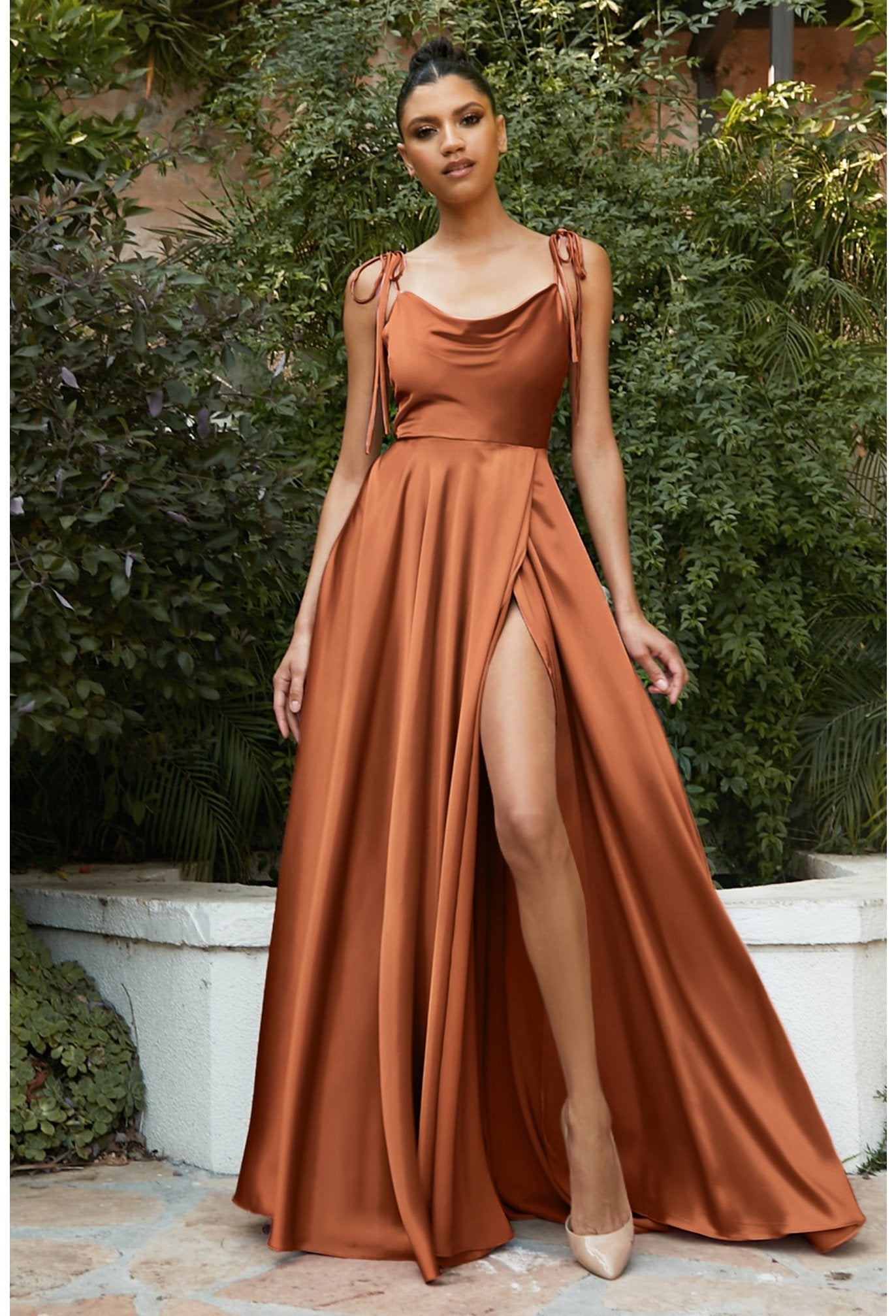 Mismatched Burnt Orange Bridesmaid Dresses Satin Cheap Wedding Guest D –  MyChicDress